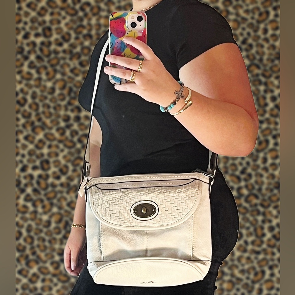Concept White crossbody bag with gold hardware